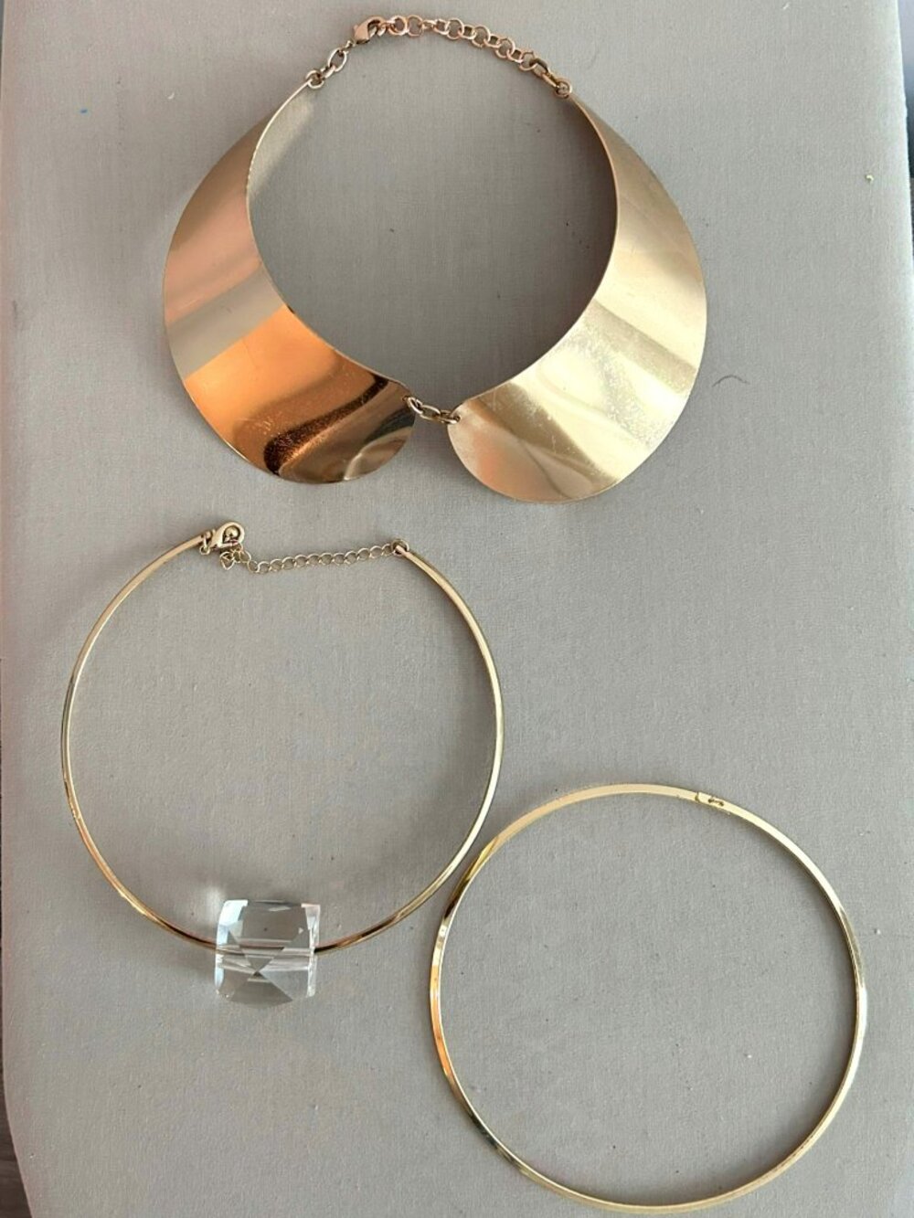Gold Metal Choker Necklaces Bundle